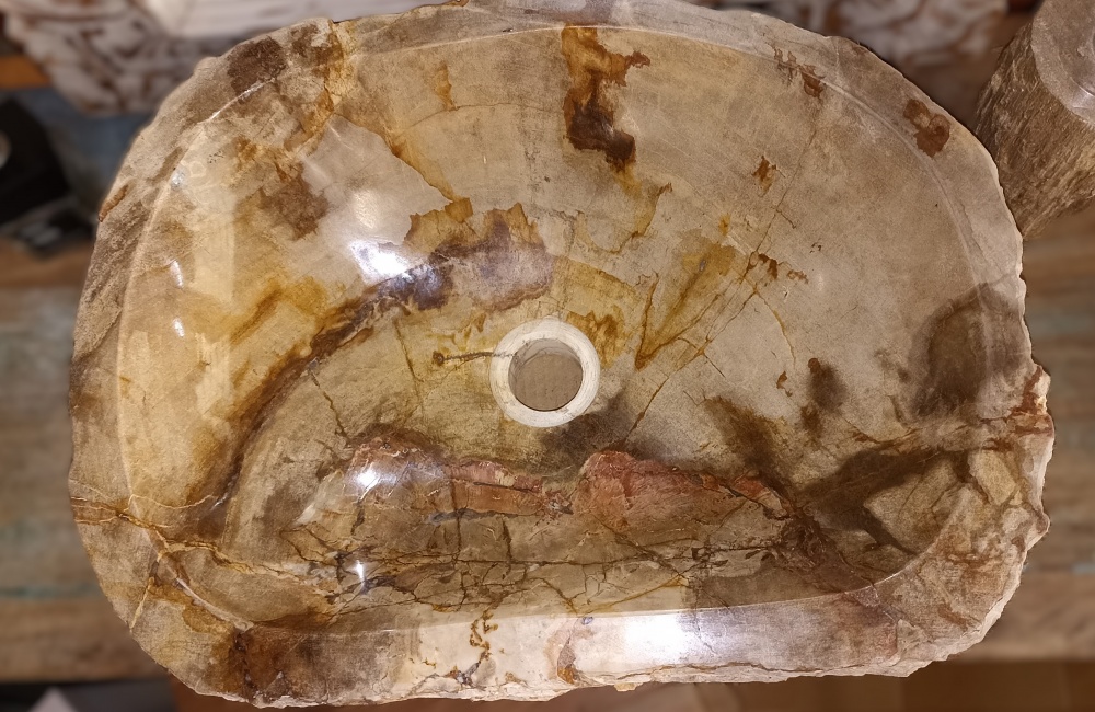 lavabo legno fossile
