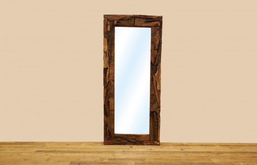 Specchio Teak Riciclato Da Terra
